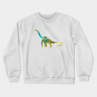 Dinosaur Watercolor Painting Yellow Green Turquoise Crewneck Sweatshirt